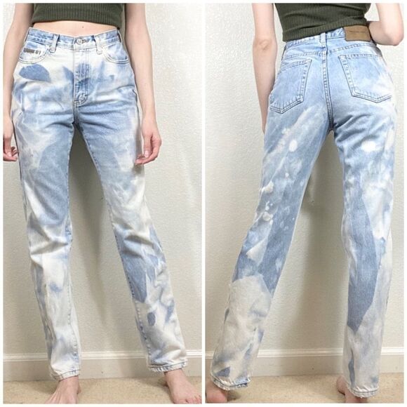 Vintage Calvin Klein Bleach Dyed Denim High Rise Mom Jeans Size 6 - Picture 2 of 6